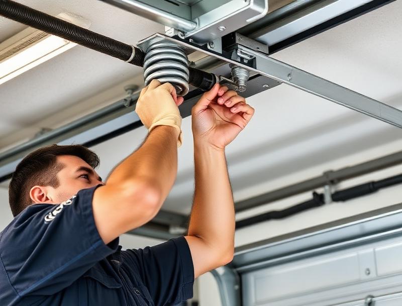 Homeowner reviewing garage door options and costs with professional