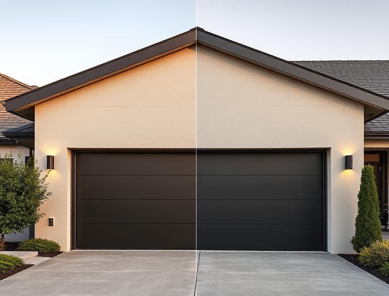 Modern minimalist flush panel steel garage door professional installation
